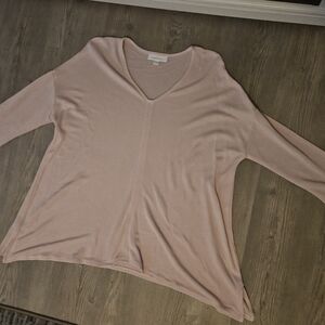 Elegant Blush V-Neck Long Sleeve Top